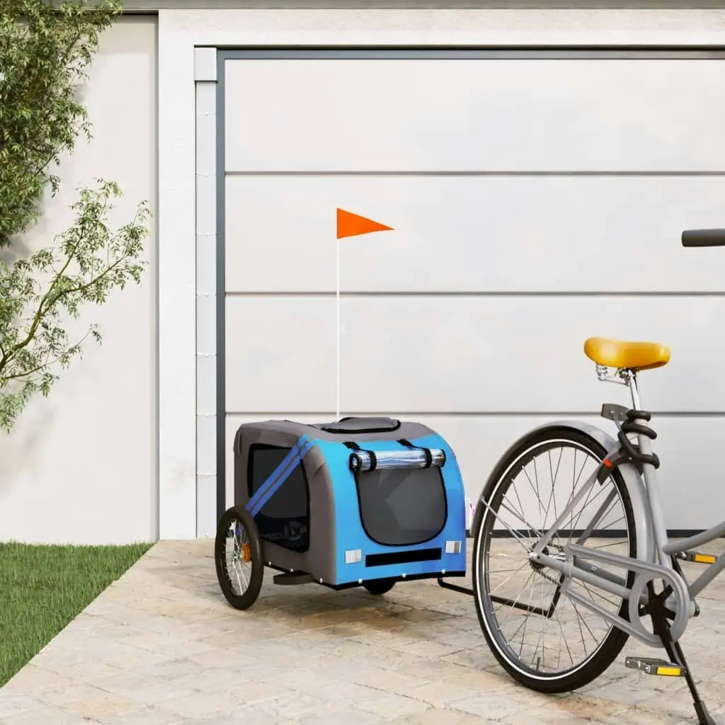 Pet Bike Trailer Blue and Grey Oxford Fabric and Iron 93883