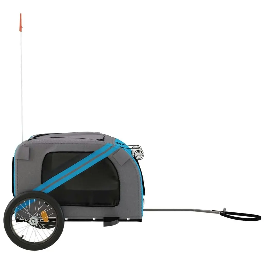 Pet Bike Trailer Blue and Grey Oxford Fabric and Iron 93883