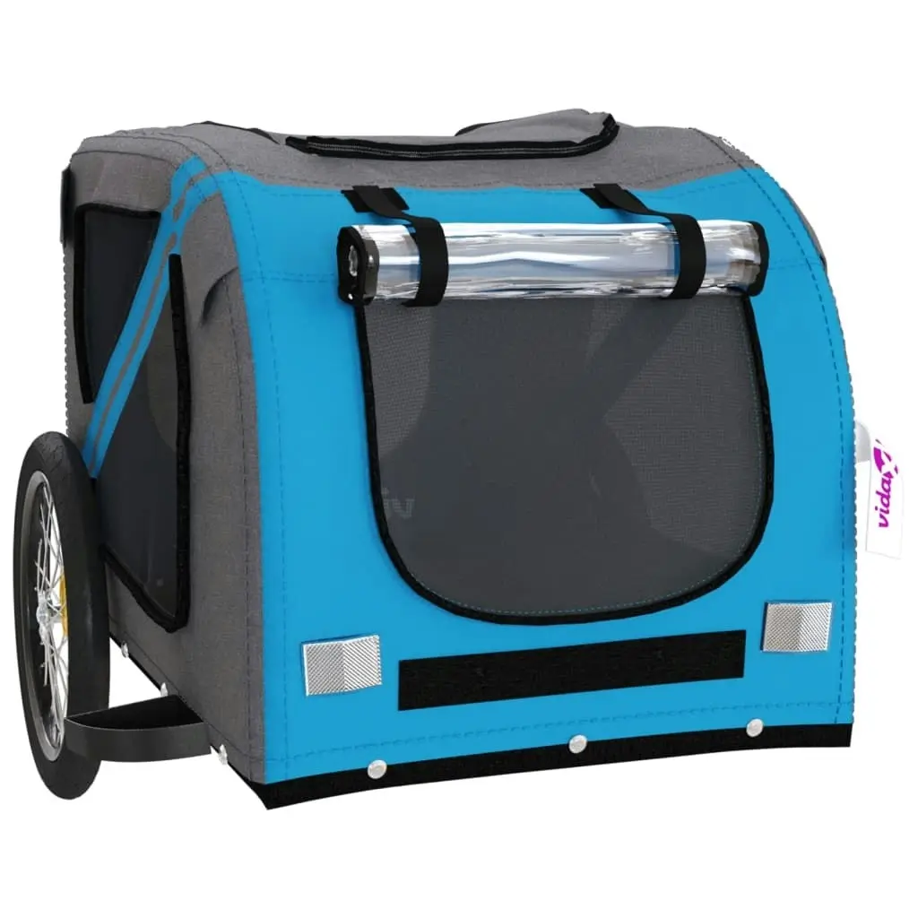 Pet Bike Trailer Blue and Grey Oxford Fabric and Iron 93883