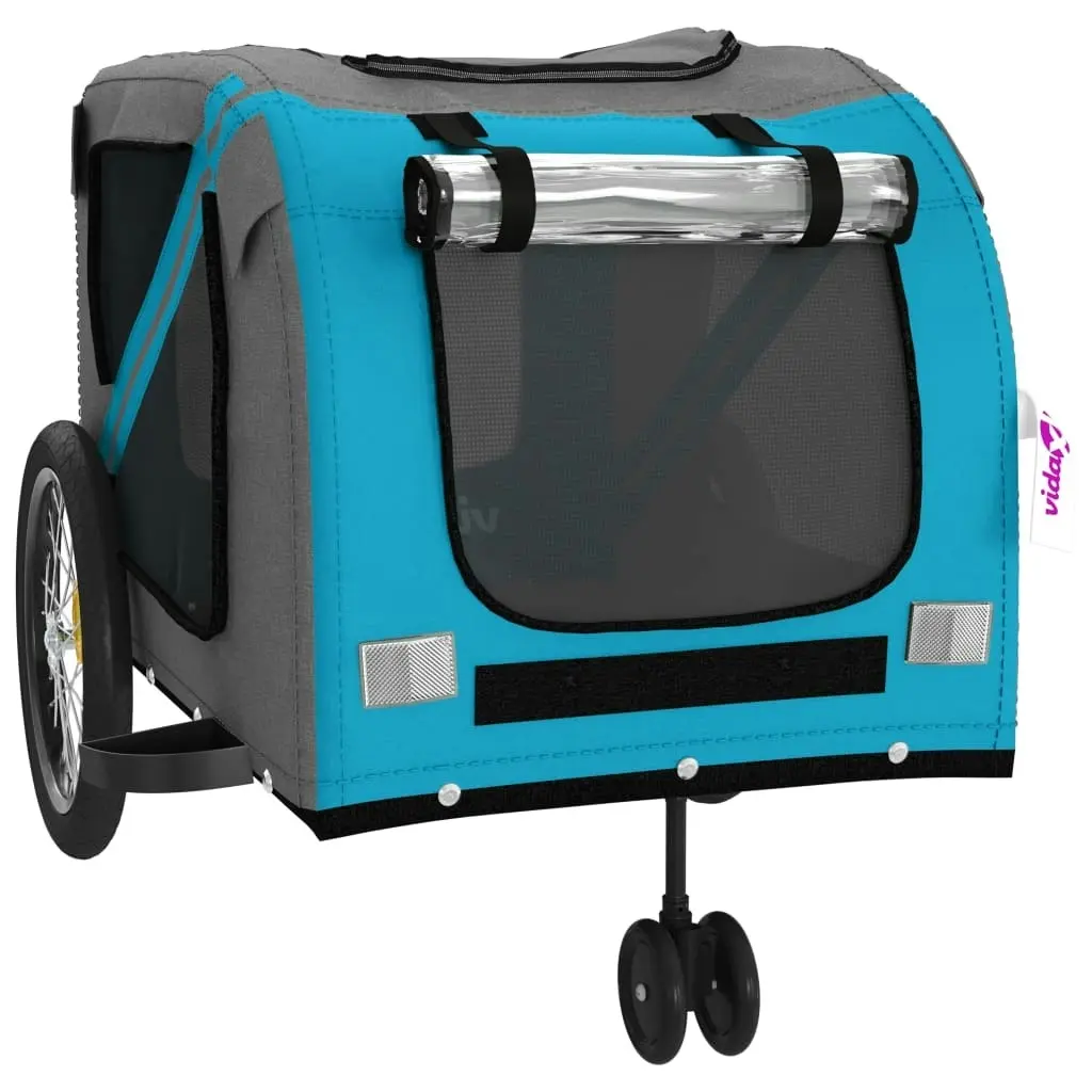 Pet Bike Trailer Blue and Grey Oxford Fabric and Iron 93904