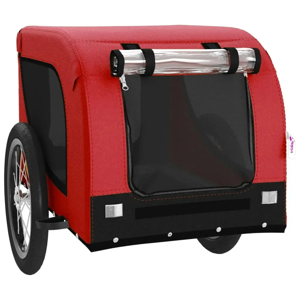 Pet Bike Trailer Red and Black Oxford Fabric and Iron 93999