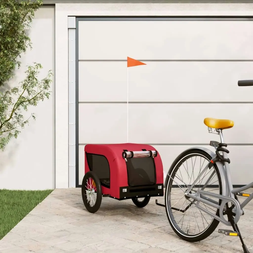 Pet Bike Trailer Red and Black Oxford Fabric and Iron 93999