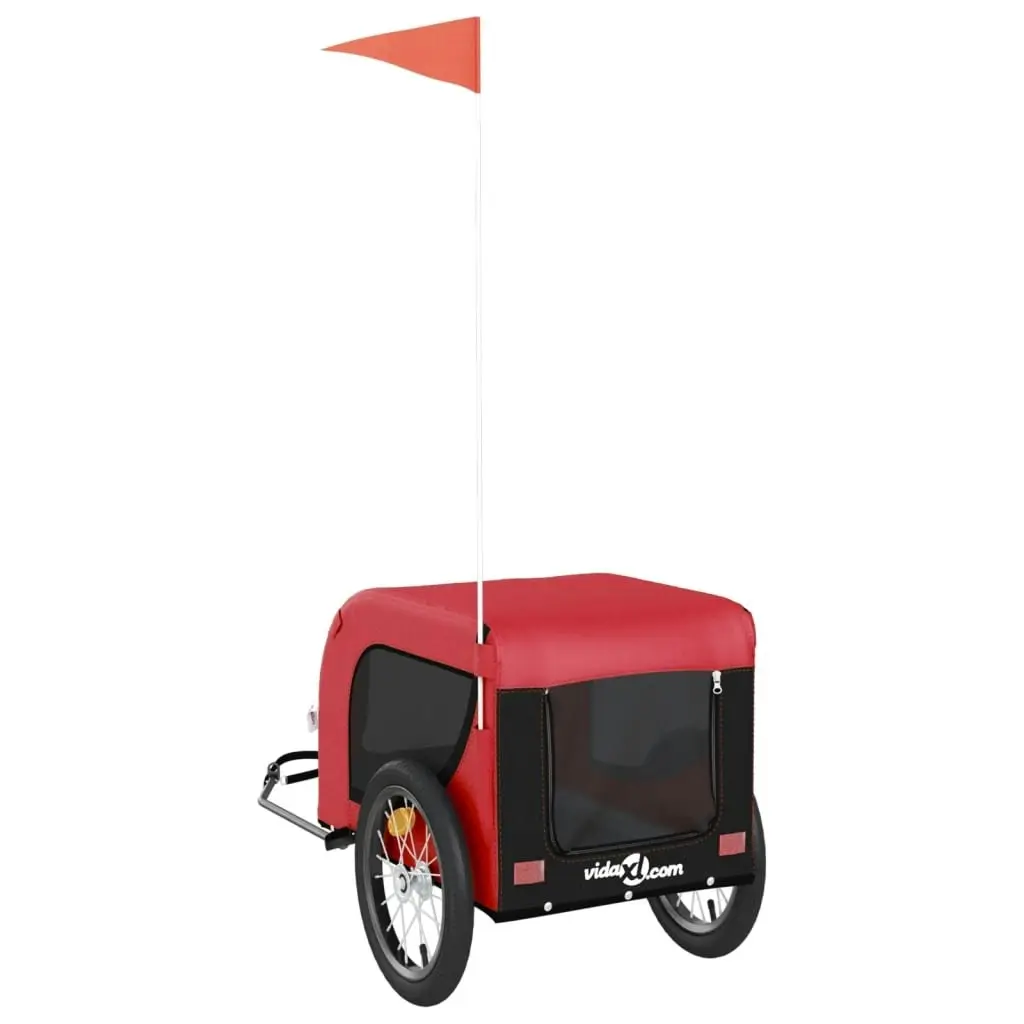 Pet Bike Trailer Red and Black Oxford Fabric and Iron 93999