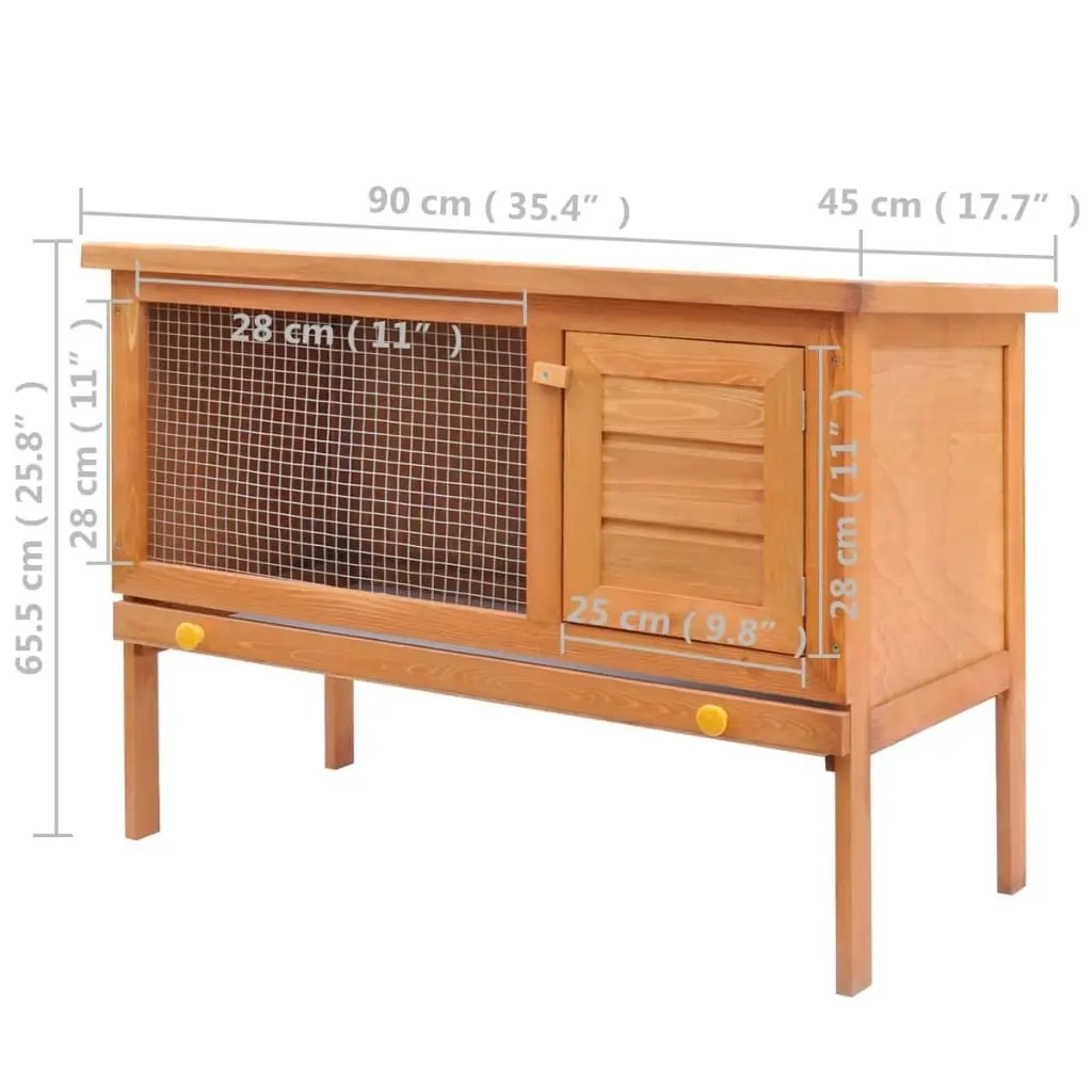 Outdoor Rabbit Hutch 1 Layer Wood 170157