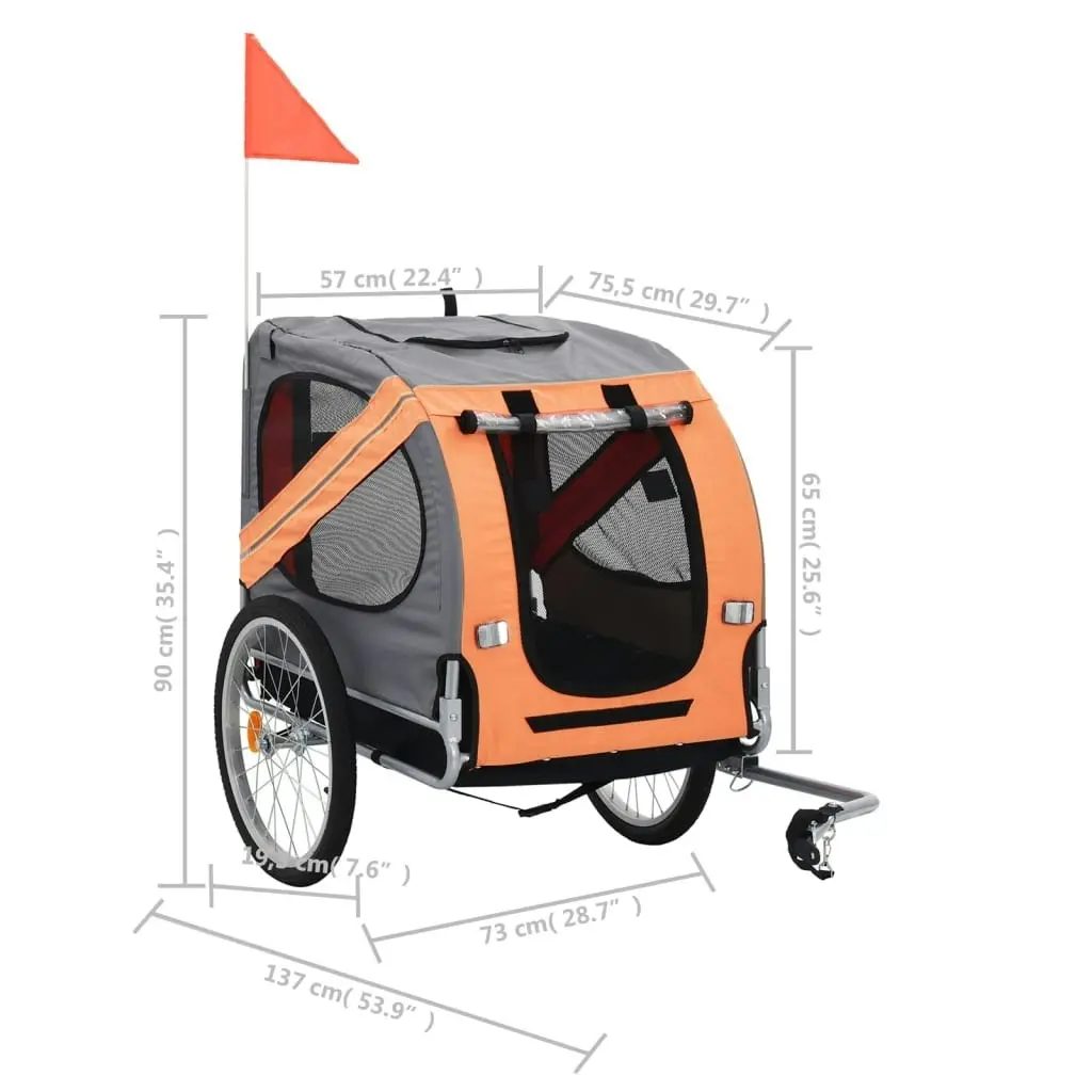 Pet Bike Trailer Orange and Grey 91764