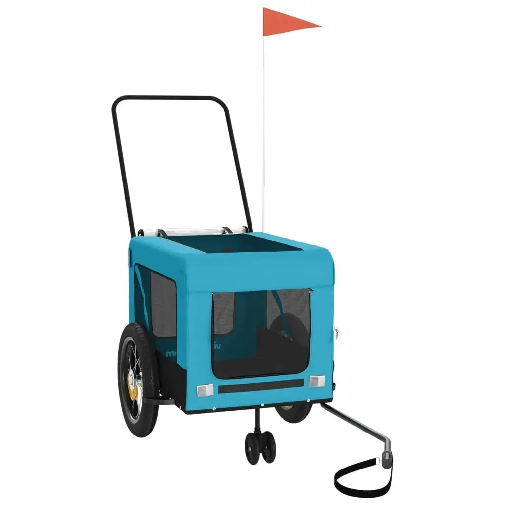 Pet Bike Trailer Blue and Black Oxford Fabric and Iron 93946