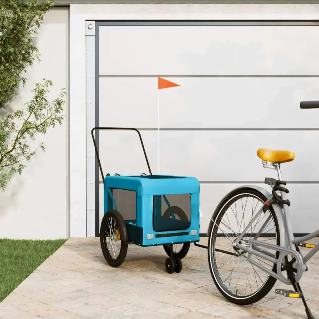 Pet Bike Trailer Blue and Black Oxford Fabric and Iron 93946