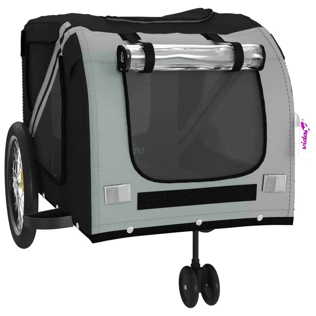 Pet Bike Trailer Grey and Black Oxford Fabric and Iron 93902