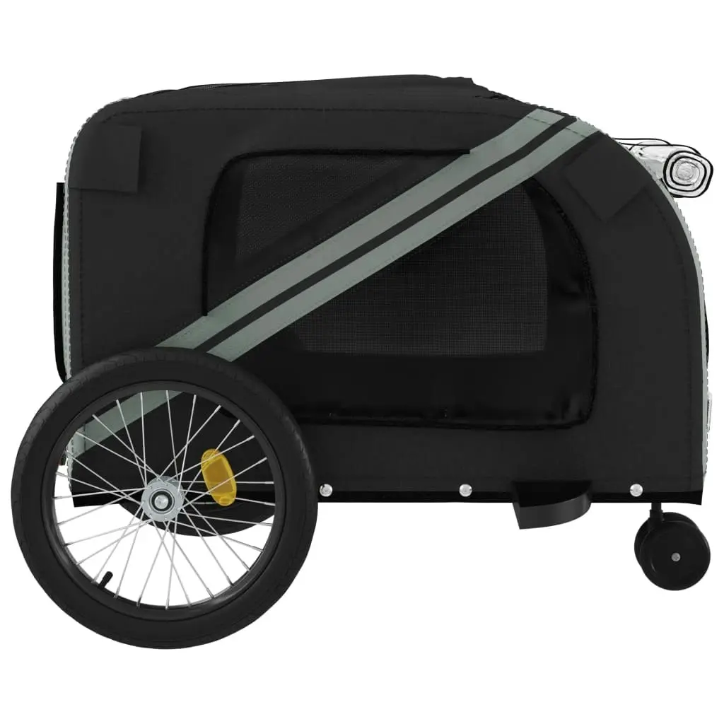 Pet Bike Trailer Grey and Black Oxford Fabric and Iron 93902