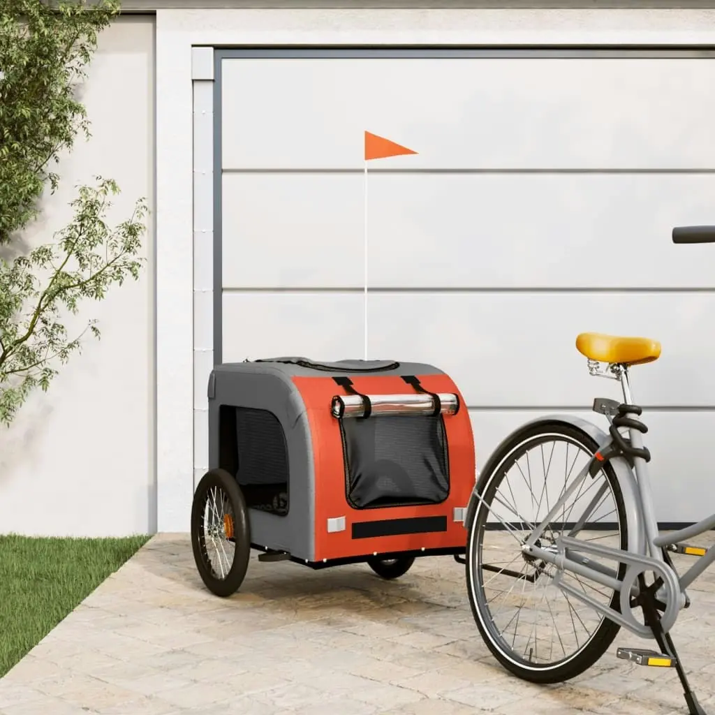 Pet Bike Trailer Orange and Grey Oxford Fabric&Iron 93837