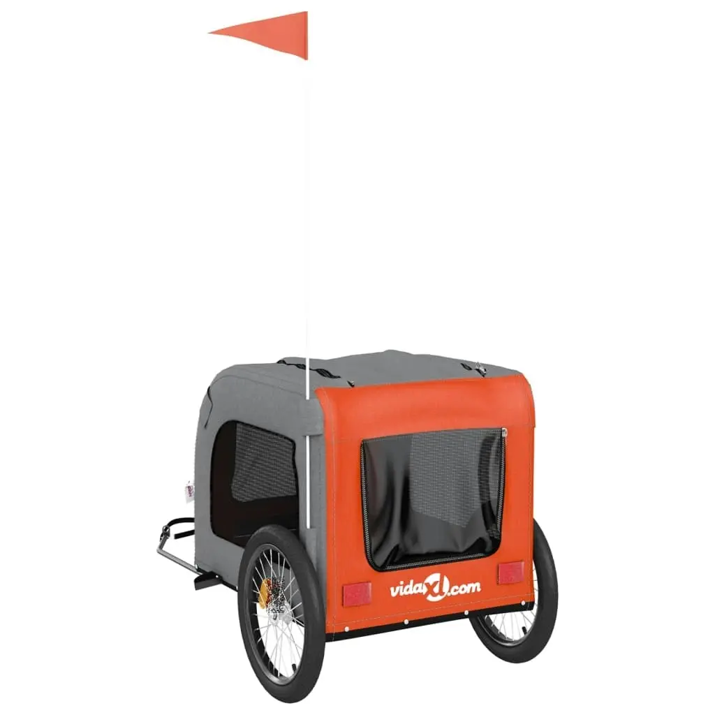 Pet Bike Trailer Orange and Grey Oxford Fabric&Iron 93837