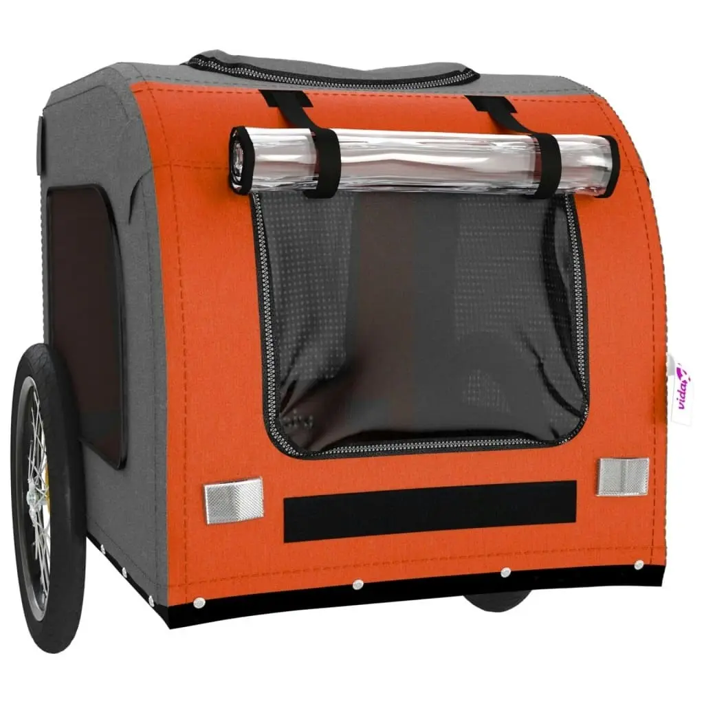 Pet Bike Trailer Orange and Grey Oxford Fabric&Iron 93837