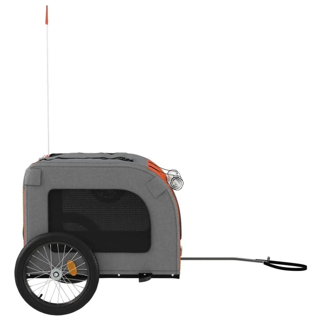 Pet Bike Trailer Orange and Grey Oxford Fabric&Iron 93837