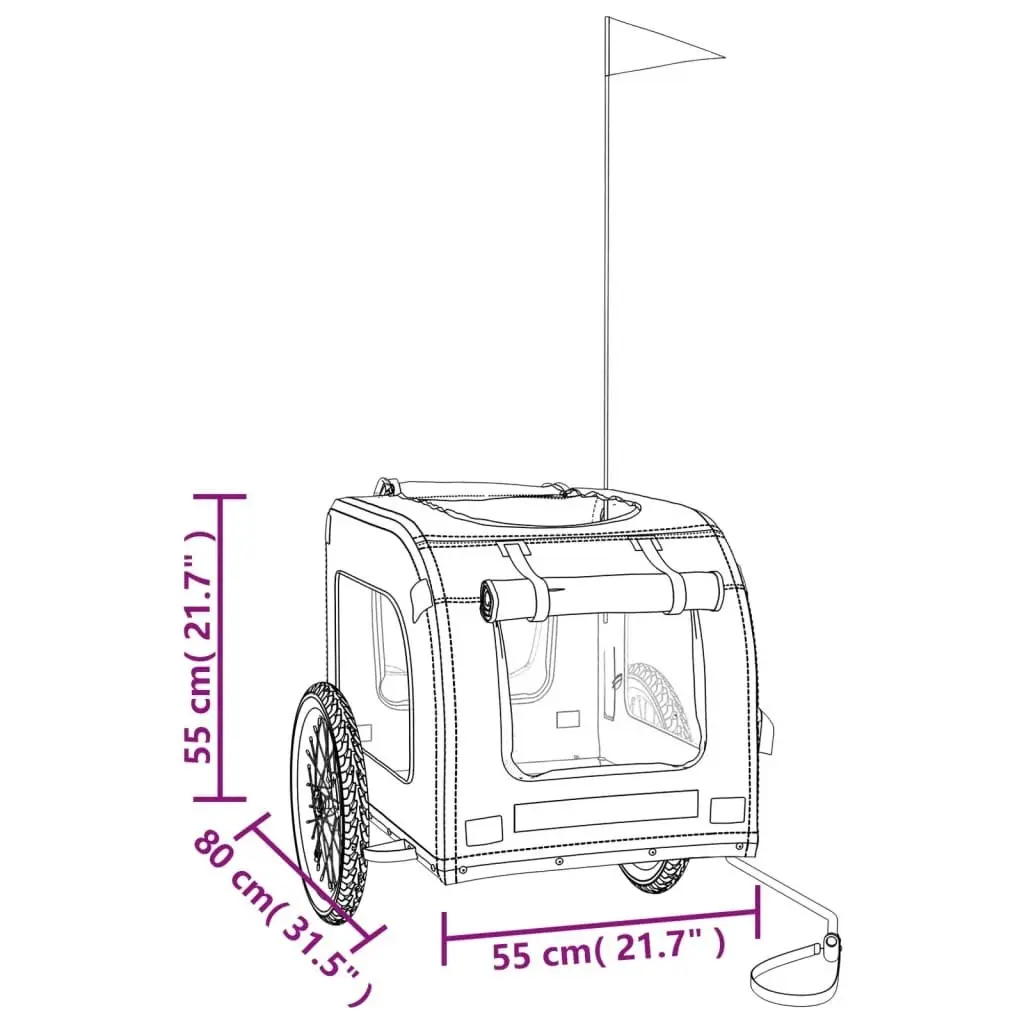 Pet Bike Trailer Orange and Grey Oxford Fabric&Iron 93837