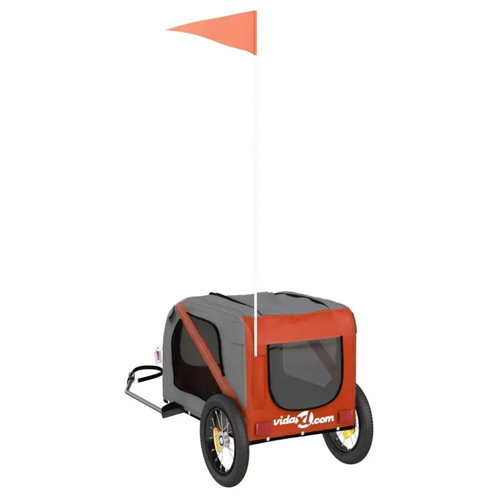 Pet Bike Trailer Orange and Grey Oxford Fabric and Iron 93865