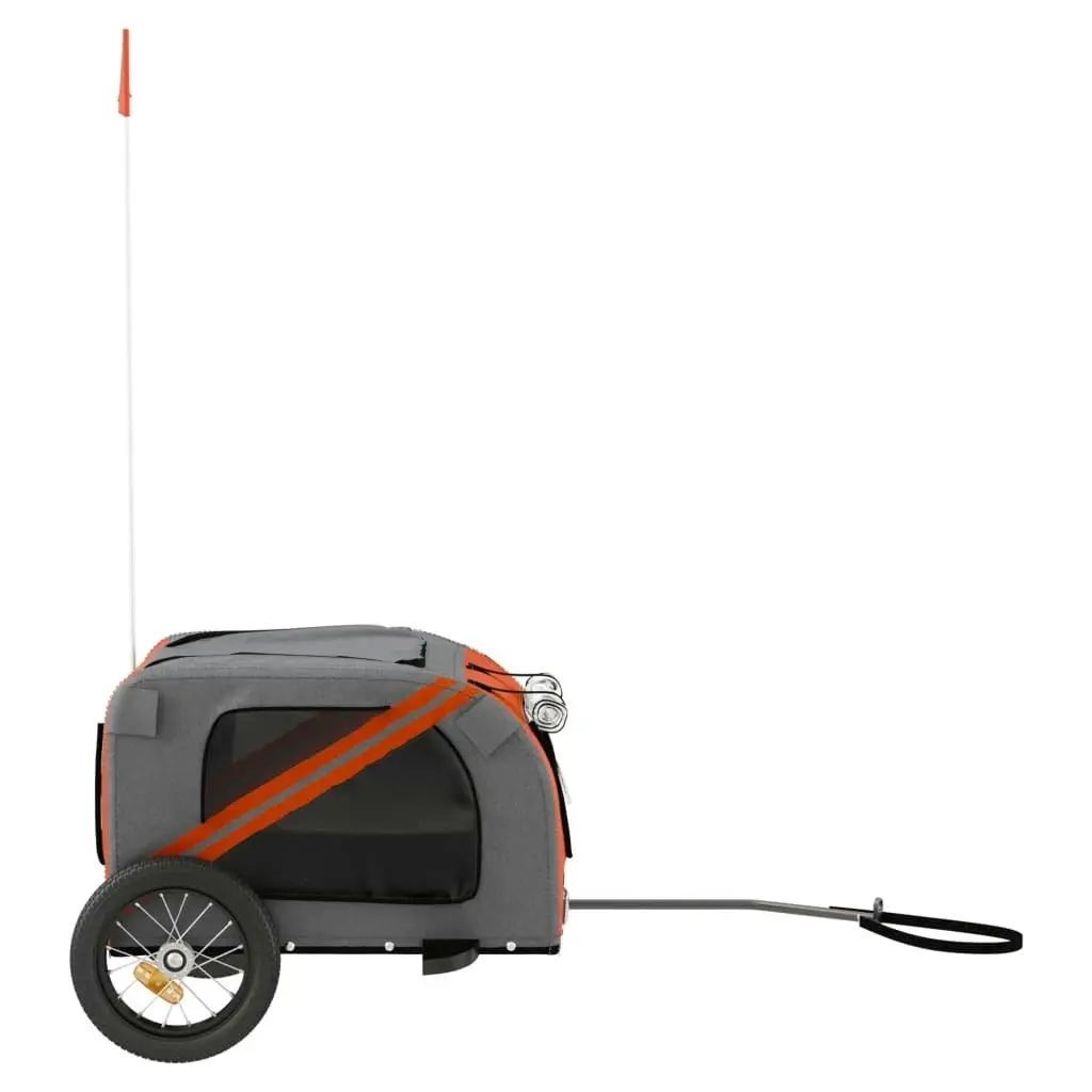 Pet Bike Trailer Orange and Grey Oxford Fabric and Iron 93865