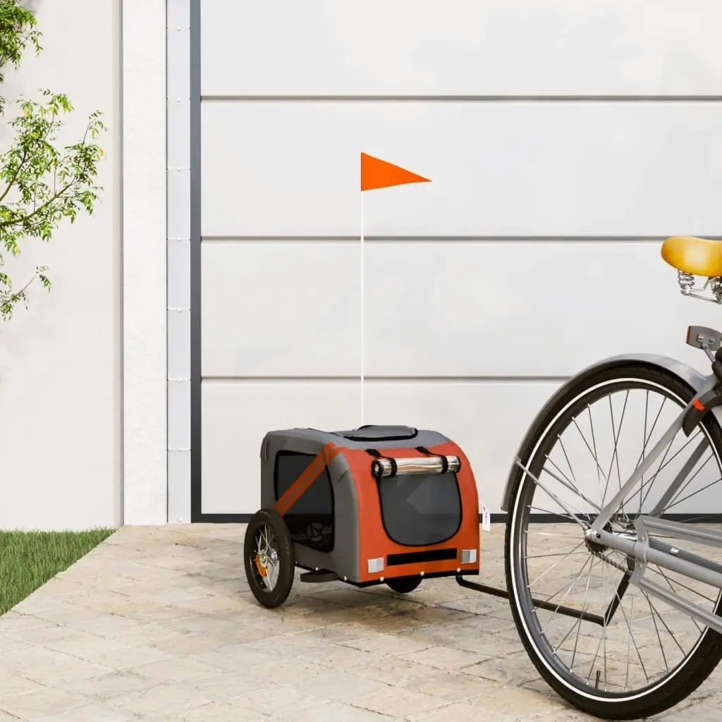 Pet Bike Trailer Orange and Grey Oxford Fabric and Iron 93865