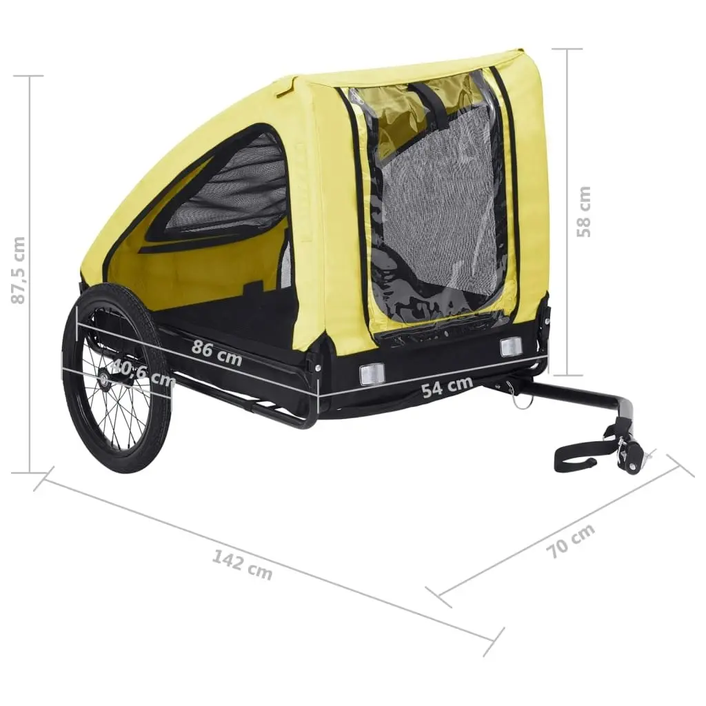 Pet Bike Trailer Yellow and Black 92596