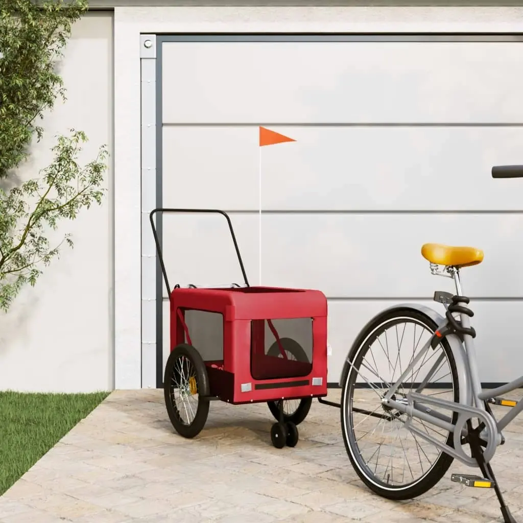 Pet Bike Trailer Red and Black Oxford Fabric and Iron 93943