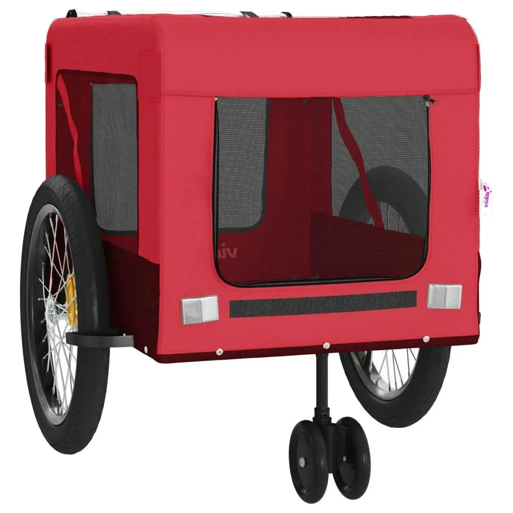 Pet Bike Trailer Red and Black Oxford Fabric and Iron 93943