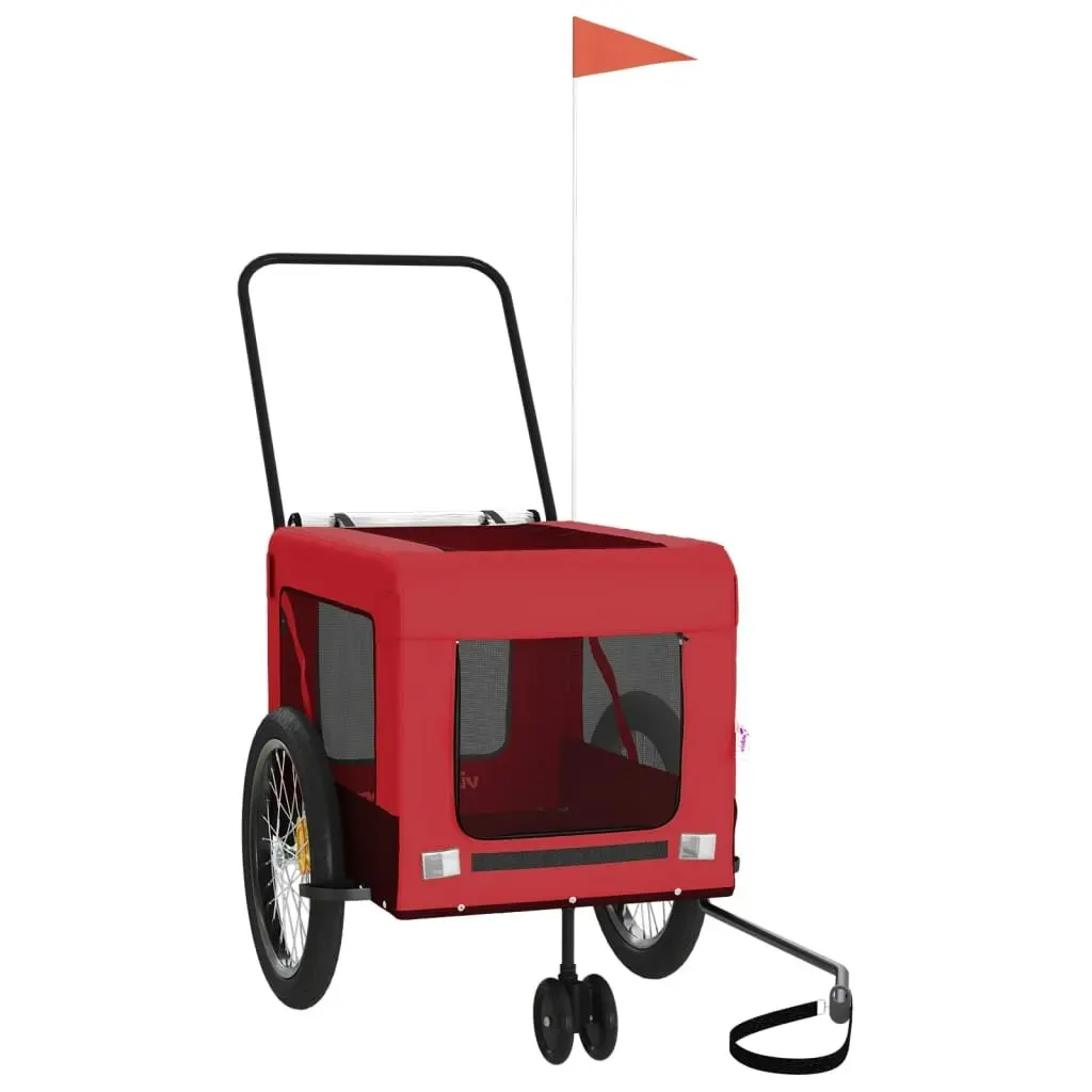 Pet Bike Trailer Red and Black Oxford Fabric and Iron 93943