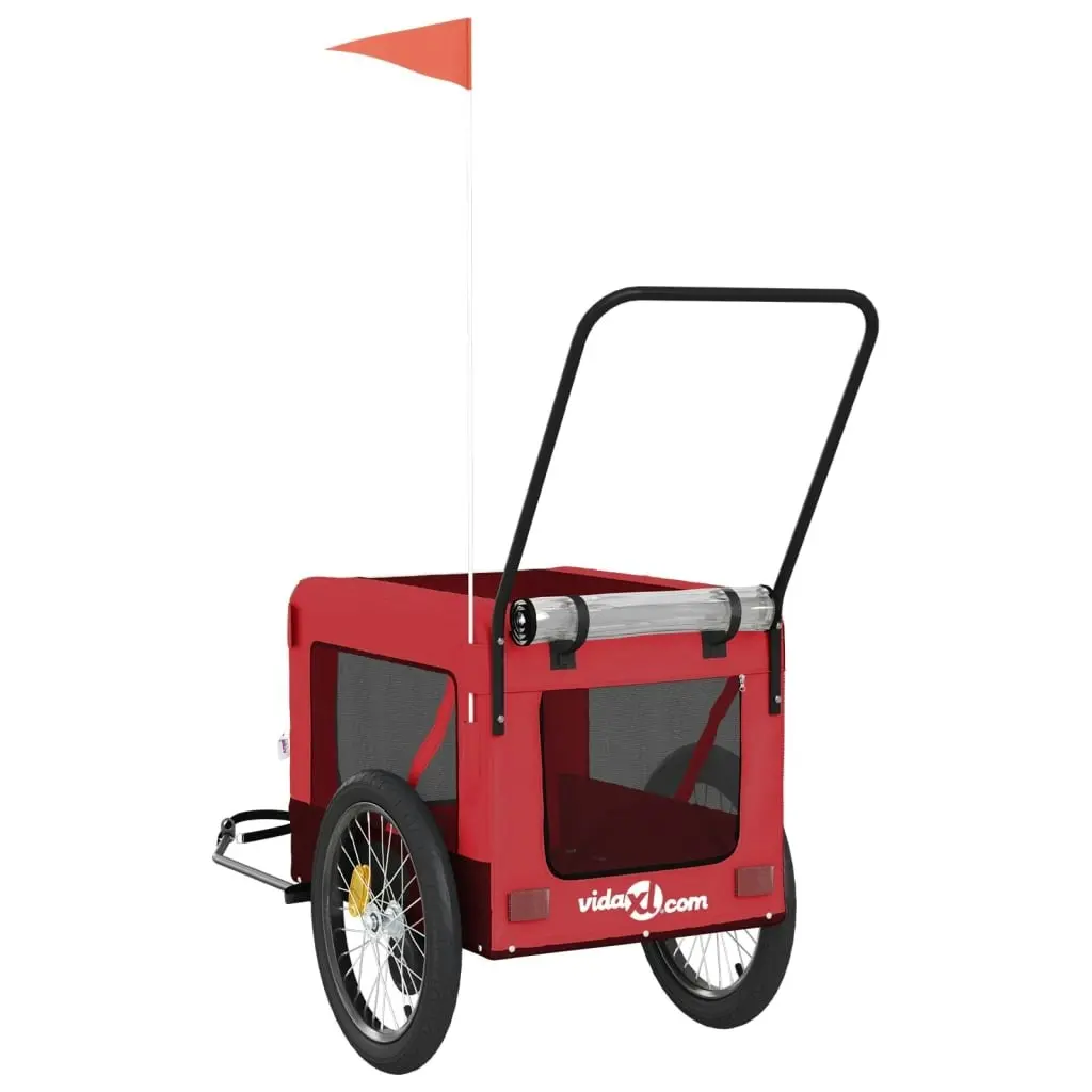 Pet Bike Trailer Red and Black Oxford Fabric and Iron 93943