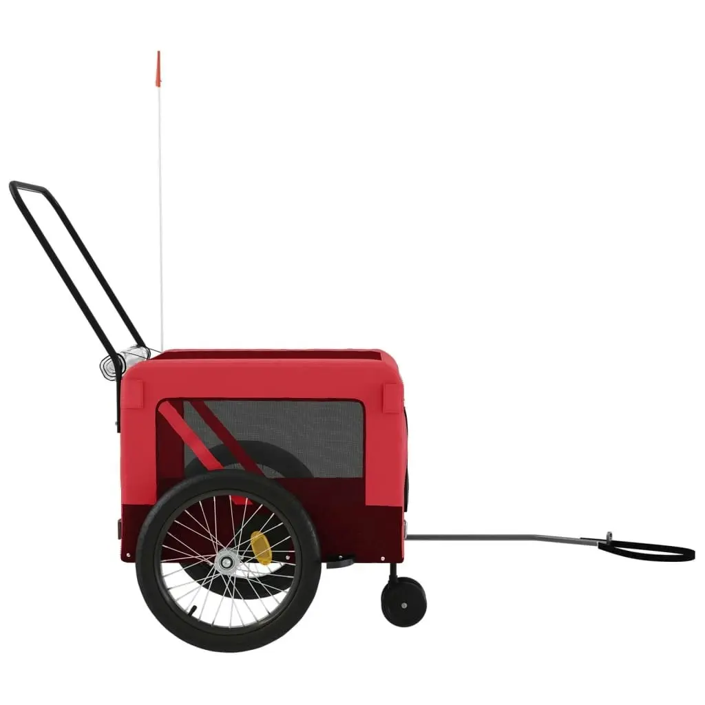 Pet Bike Trailer Red and Black Oxford Fabric and Iron 93943