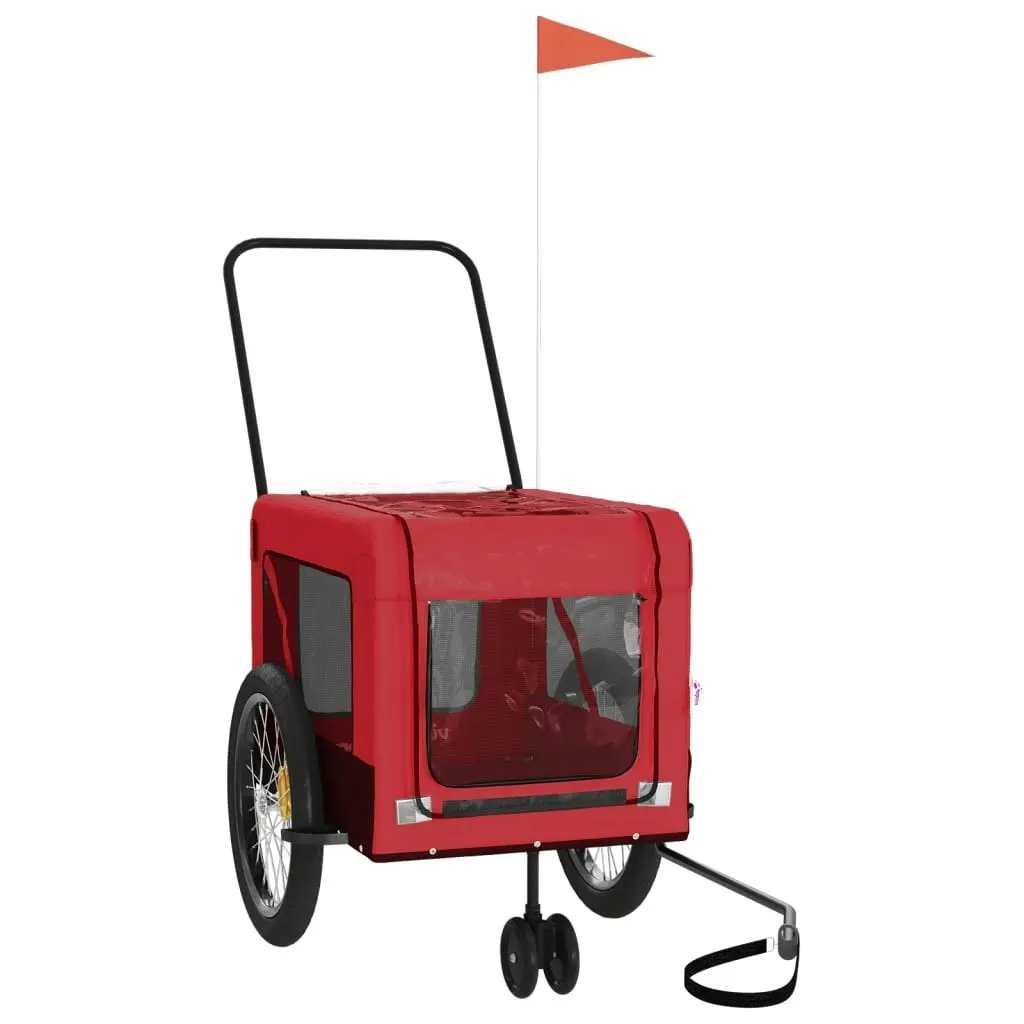 Pet Bike Trailer Red and Black Oxford Fabric and Iron 93943