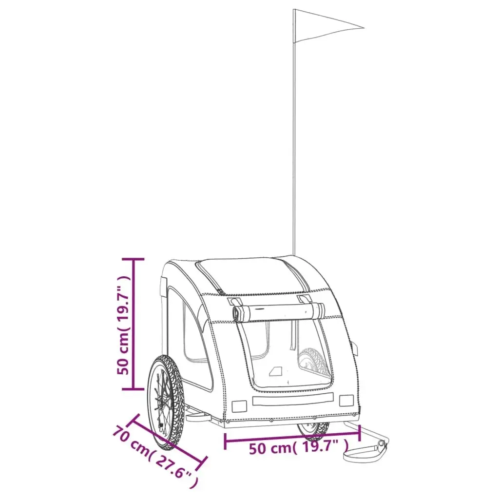 Pet Bike Trailer Grey Oxford Fabric and Iron 93958