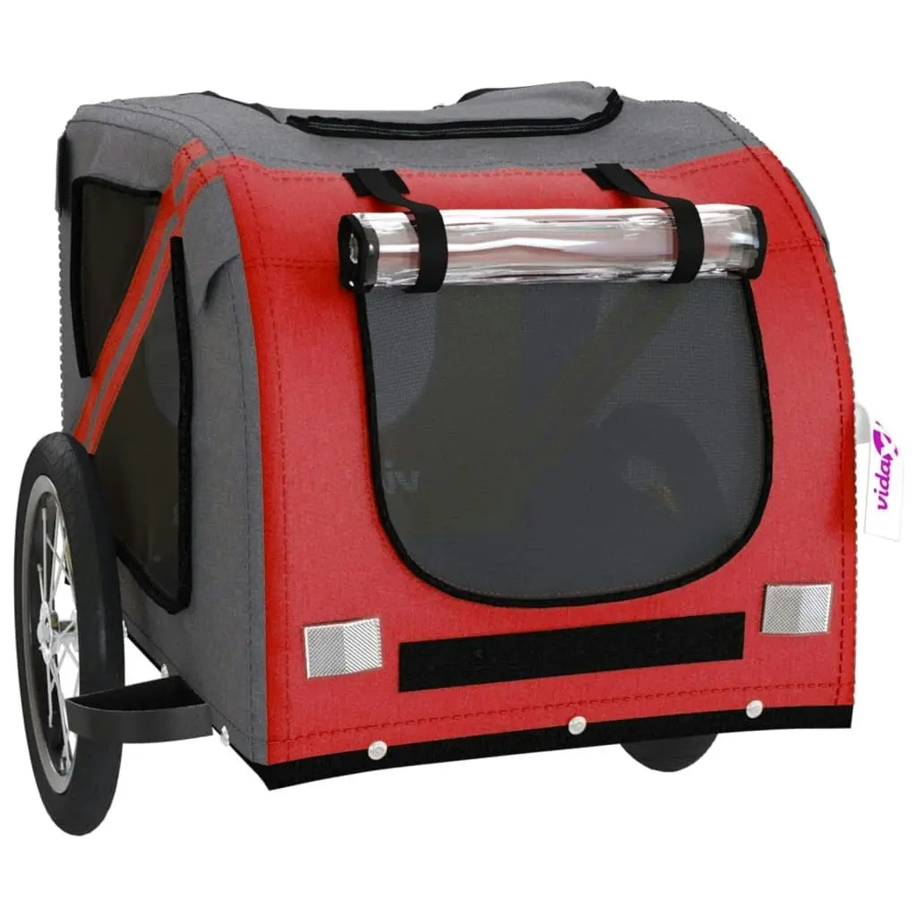 Pet Bike Trailer Red and Grey Oxford Fabric and Iron 93873