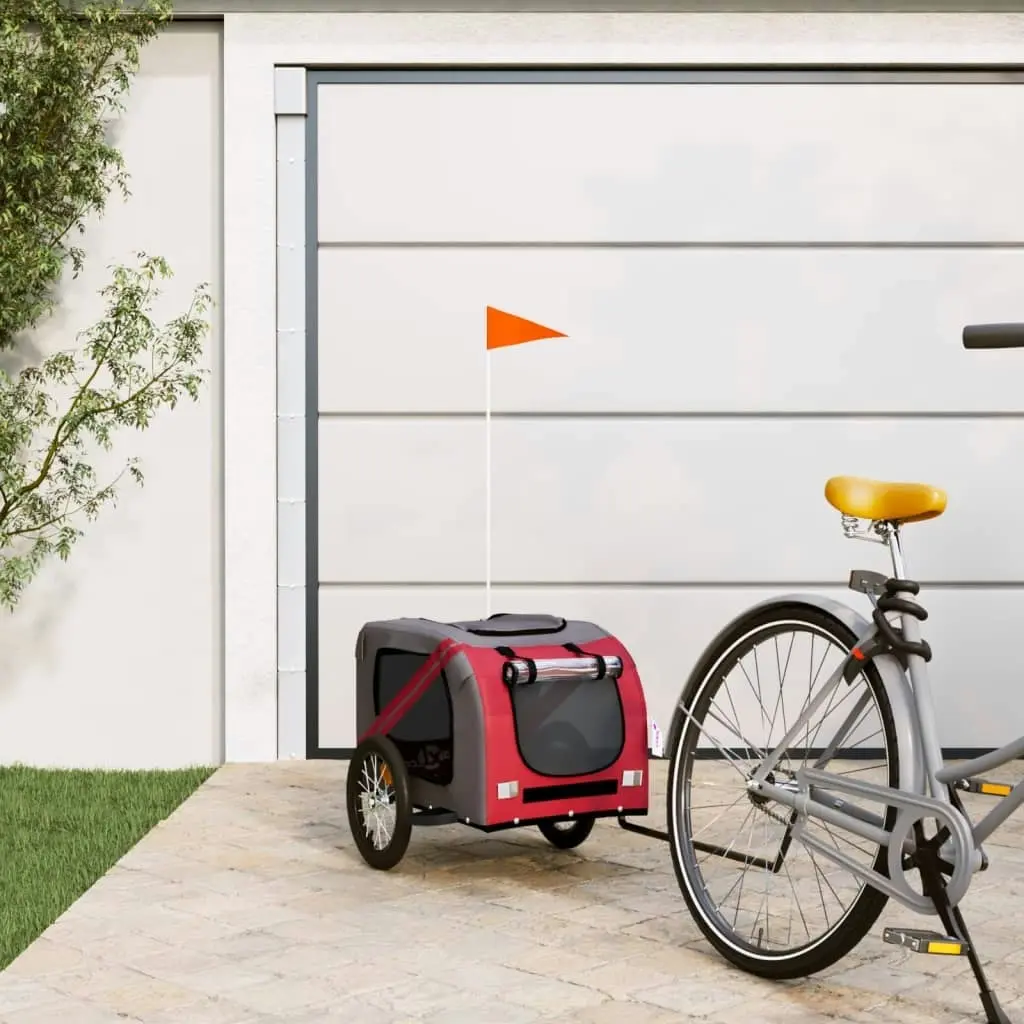 Pet Bike Trailer Red and Grey Oxford Fabric and Iron 93873