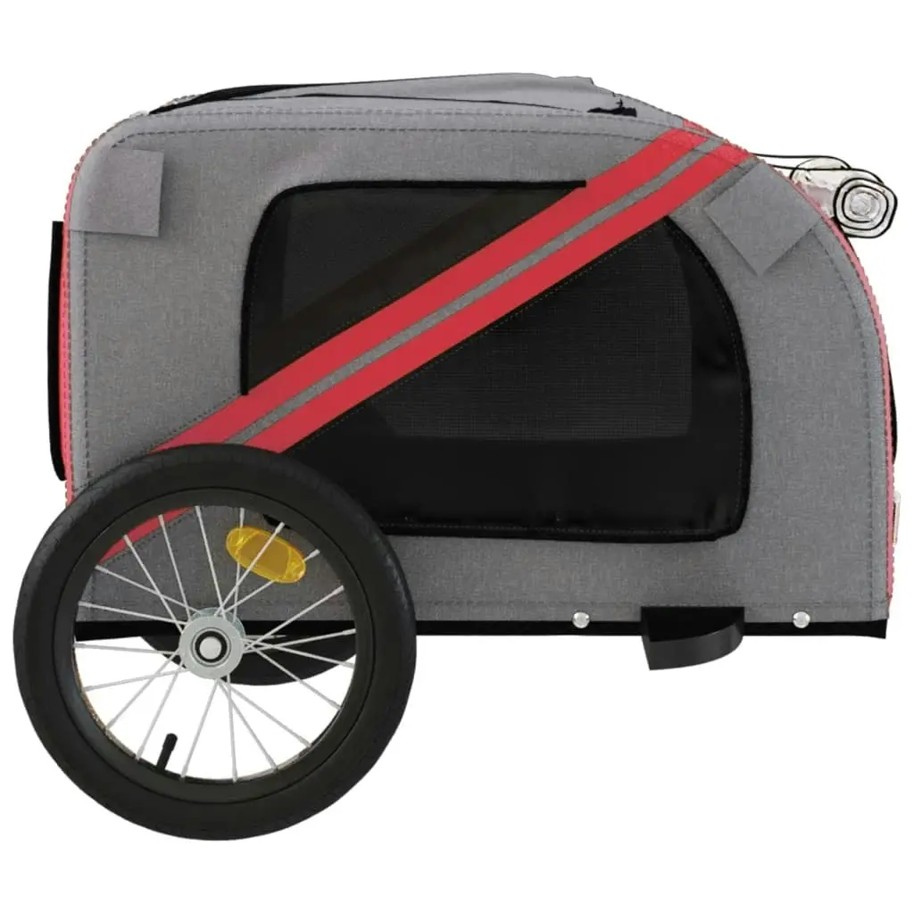 Pet Bike Trailer Red and Grey Oxford Fabric and Iron 93873