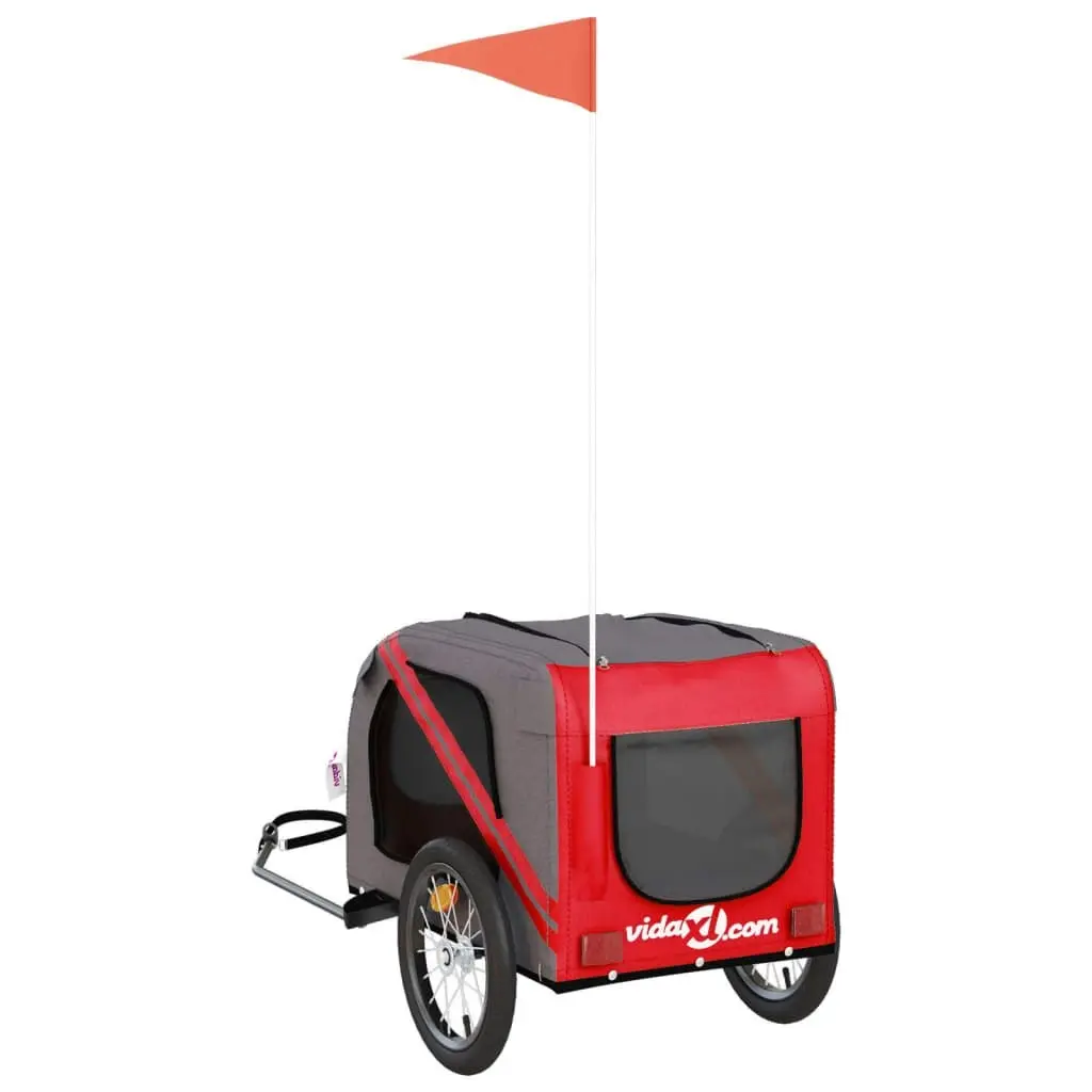 Pet Bike Trailer Red and Grey Oxford Fabric and Iron 93873