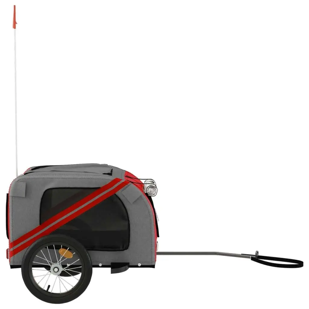 Pet Bike Trailer Red and Grey Oxford Fabric and Iron 93873