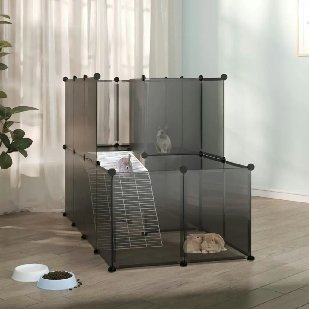 Small Animal Cage Black 142x74x93 cm PP and Steel 340573