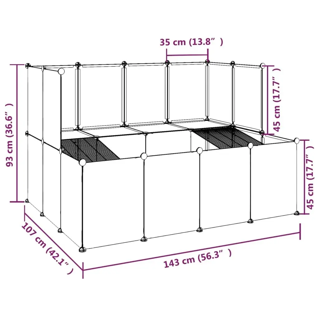 Small Animal Cage Black 143x107x93 cm PP and Steel 340569