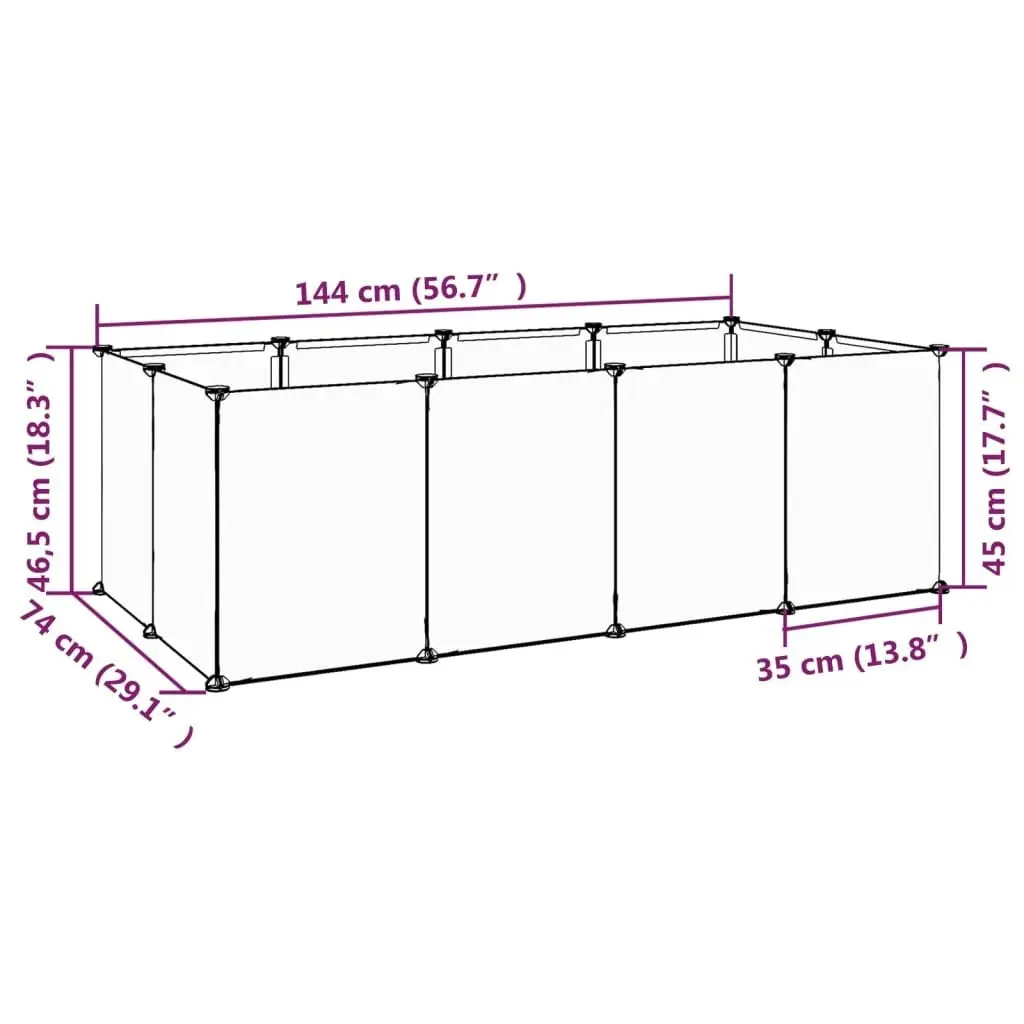 Small Animal Cage Transparent 144x74x46.5 cm PP and Steel 340572