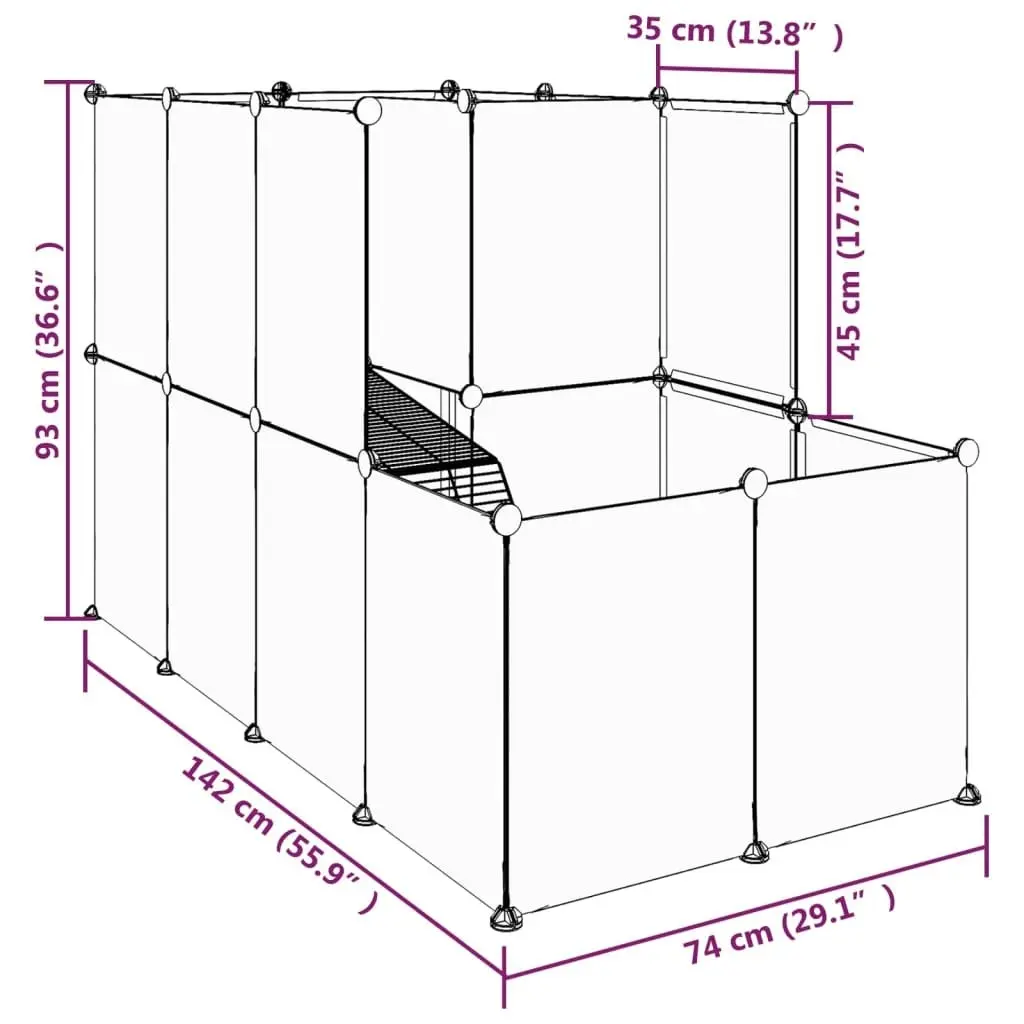 Small Animal Cage Transparent 142x74x93 cm PP and Steel 340574