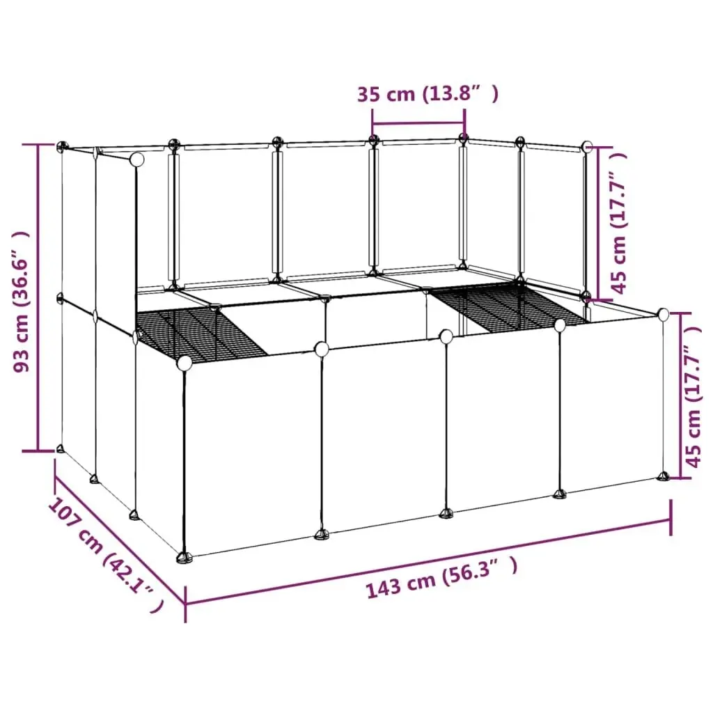 Small Animal Cage Transparent 143x107x93 cm PP and Steel 340570