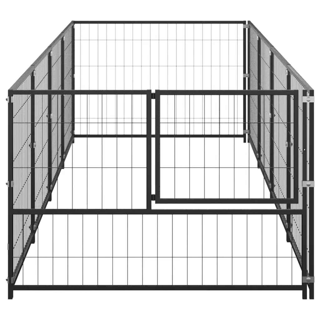 Dog Kennel Black 4 mÂ² Steel 3082094