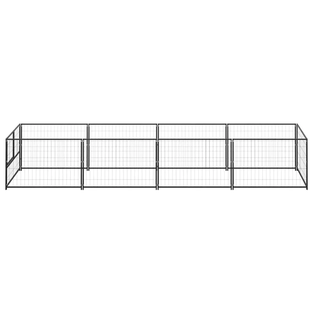 Dog Kennel Black 4 mÂ² Steel 3082094