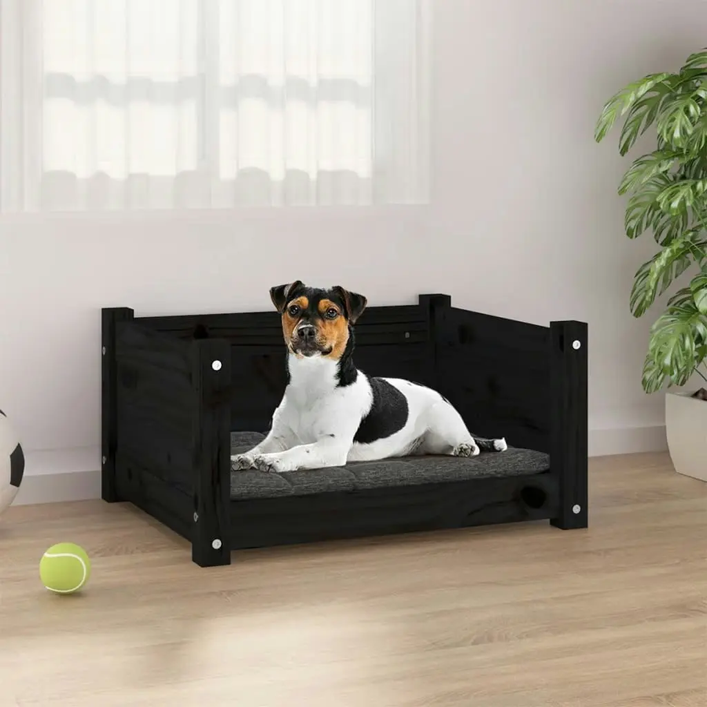 Dog Bed Black 55.5x45.5x28 cm Solid Pine Wood 821446