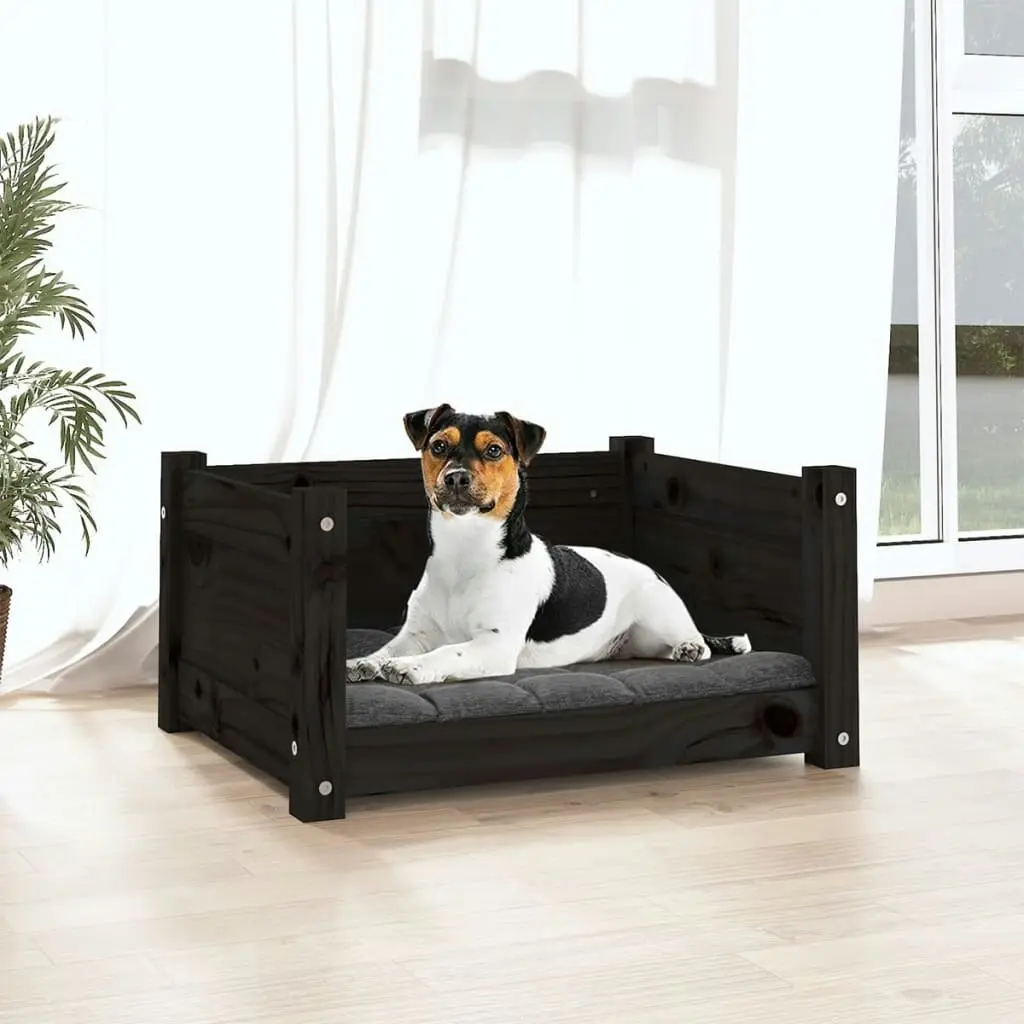 Dog Bed Black 55.5x45.5x28 cm Solid Pine Wood 821446