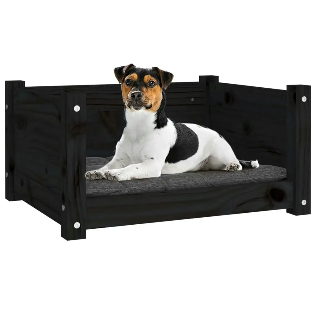 Dog Bed Black 55.5x45.5x28 cm Solid Pine Wood 821446