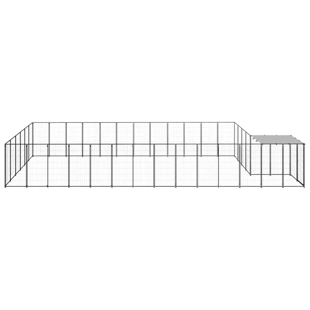 Dog Kennel Black 22.99 mÂ² Steel 3082216