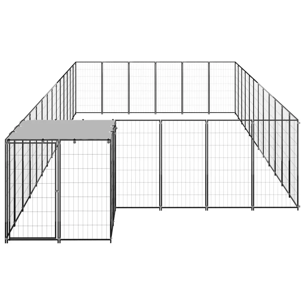 Dog Kennel Black 22.99 mÂ² Steel 3082216