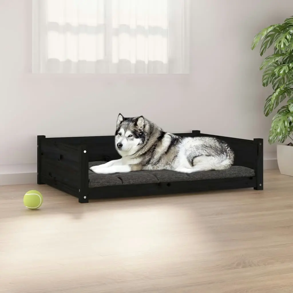 Dog Bed Black 105.5x75.5x28 cm Solid Pine Wood 821466