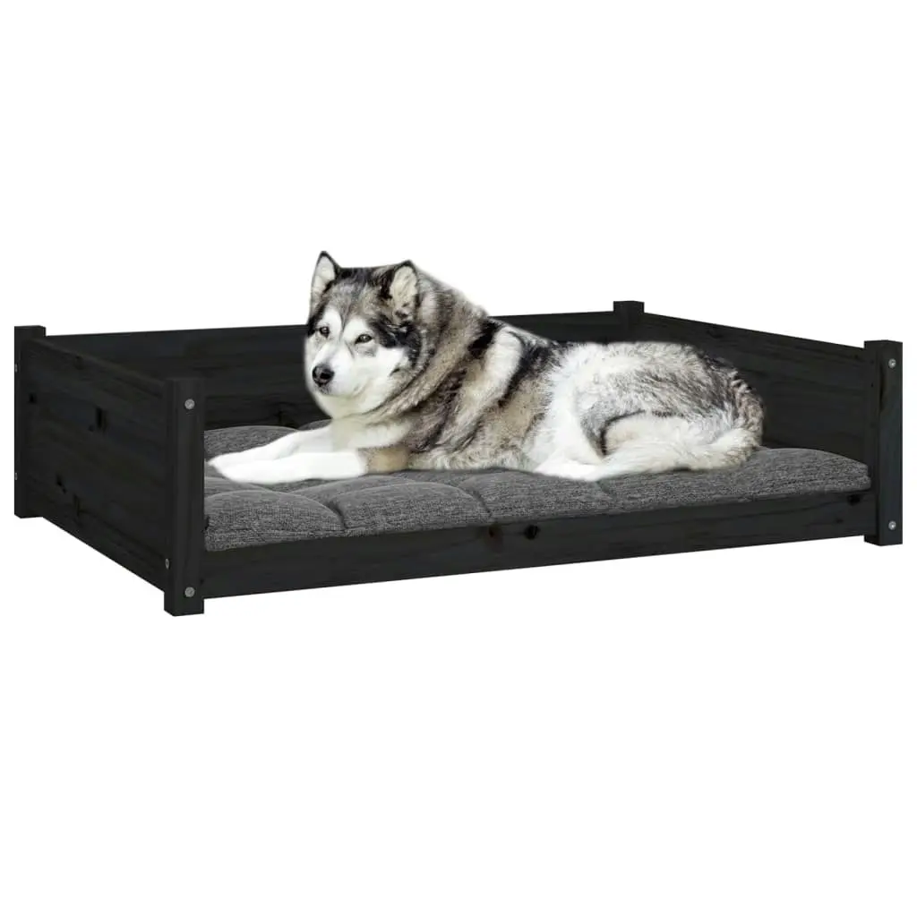 Dog Bed Black 105.5x75.5x28 cm Solid Pine Wood 821466