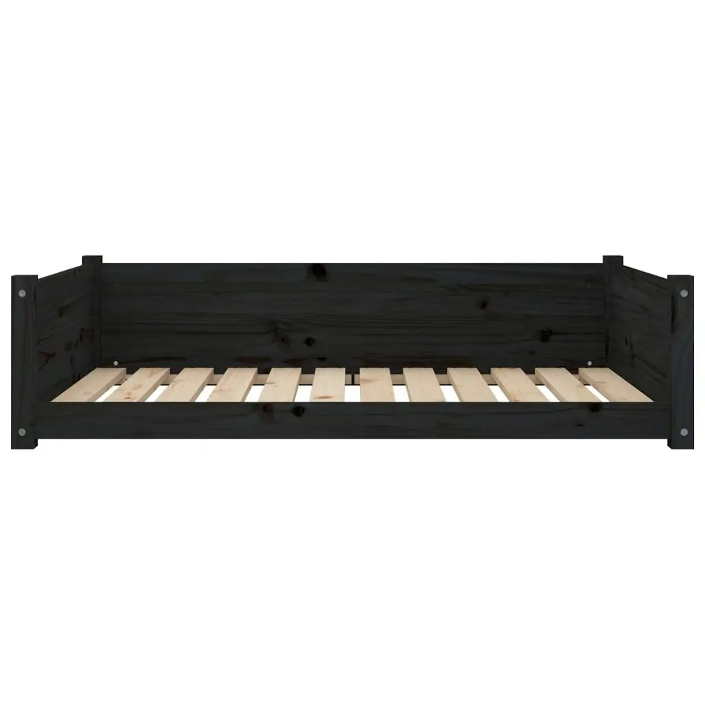 Dog Bed Black 105.5x75.5x28 cm Solid Pine Wood 821466