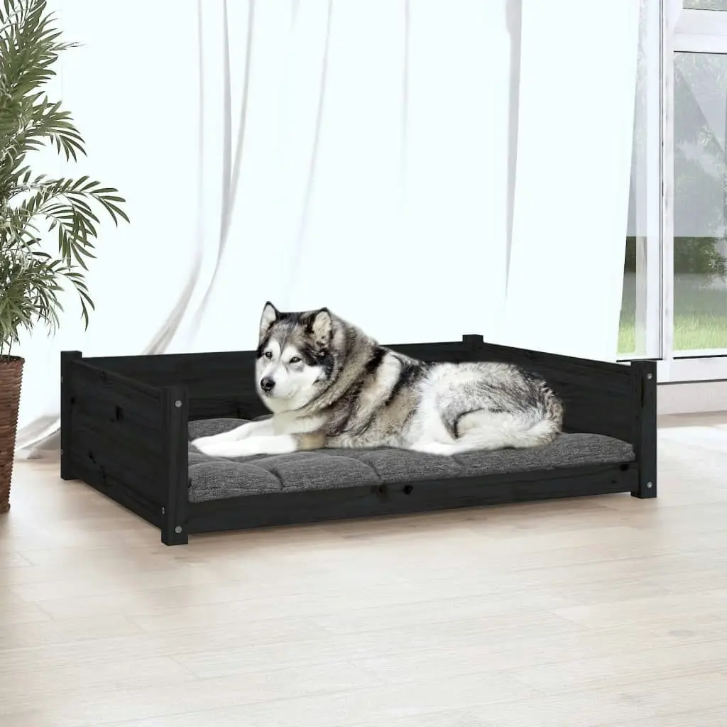 Dog Bed Black 105.5x75.5x28 cm Solid Pine Wood 821466